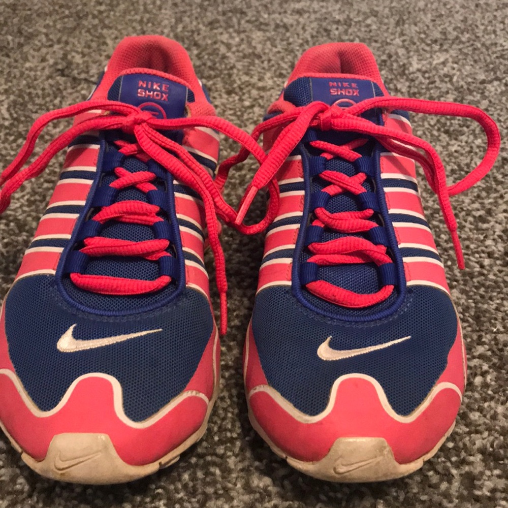 Pink and blue Nike Shox